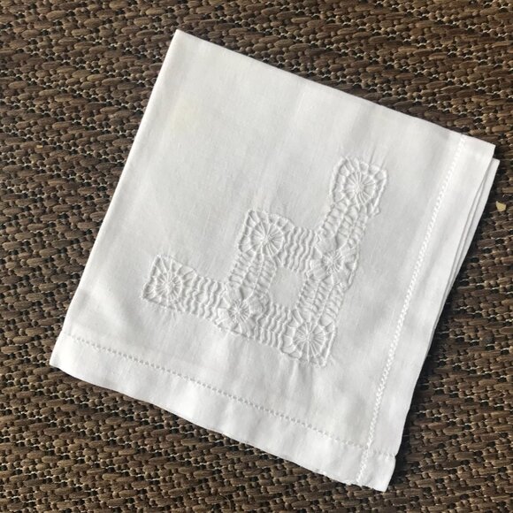 VTG White Cotton Tea Towel Lot #15 Intricate Embroidery 12 X12 Farmhouse Cottage - Picture 1 of 10